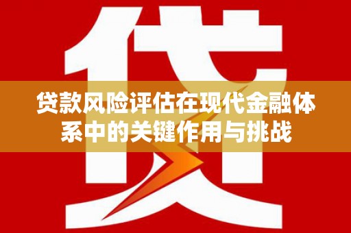 关岭贷款风险评估在现代金融体系中的关键作用与挑战