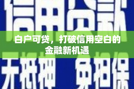 关岭白户可贷，打破信用空白的金融新机遇