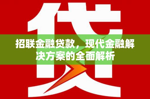 关岭招联金融贷款，现代金融解决方案的全面解析