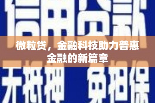 关岭微粒贷，金融科技助力普惠金融的新篇章