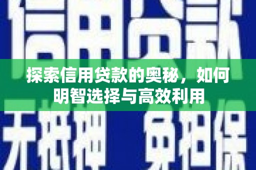 关岭探索信用贷款的奥秘，如何明智选择与高效利用
